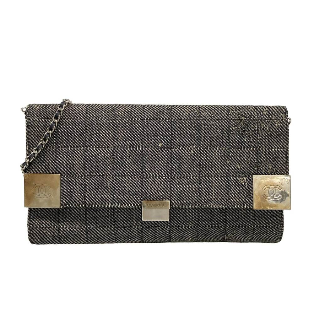 Chanel Chocolate Bar Shoulder Bag Dark Navy Cream